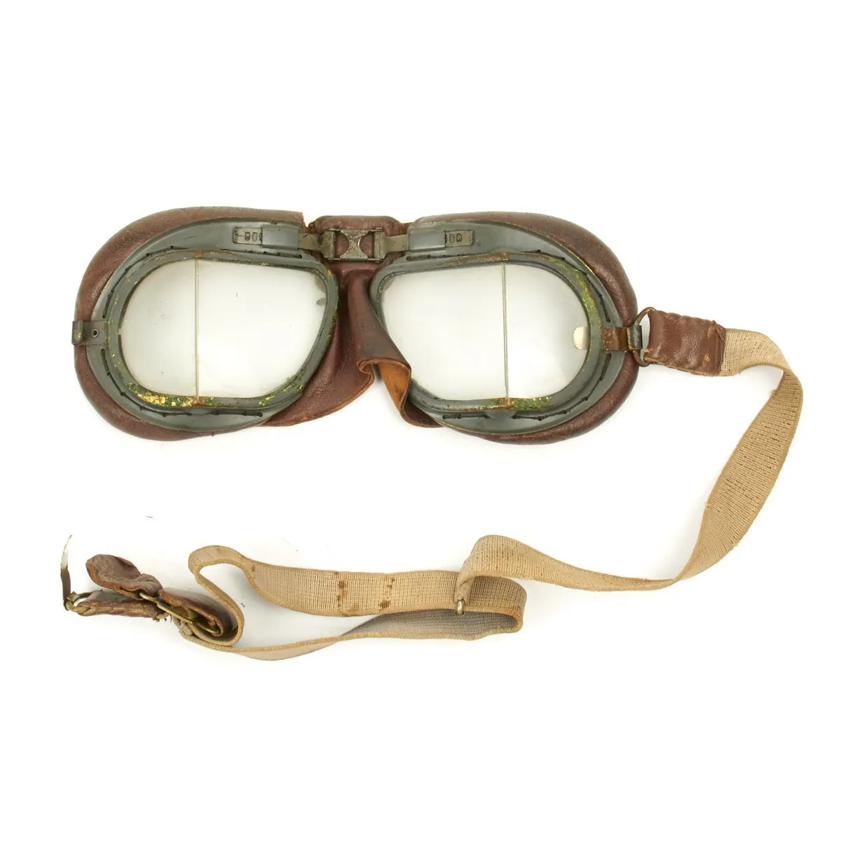 Original British WWII RAF Named Type C Leather Flying Helmet with Mk VIII Goggles and Oxygen Mask