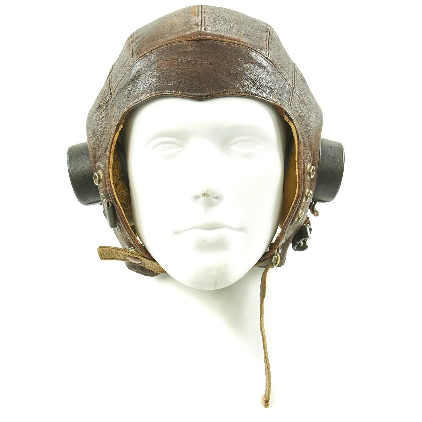 Original British WWII RAF Type C Leather Flying Helmet with Mk VIII Goggles and Oxygen Mask