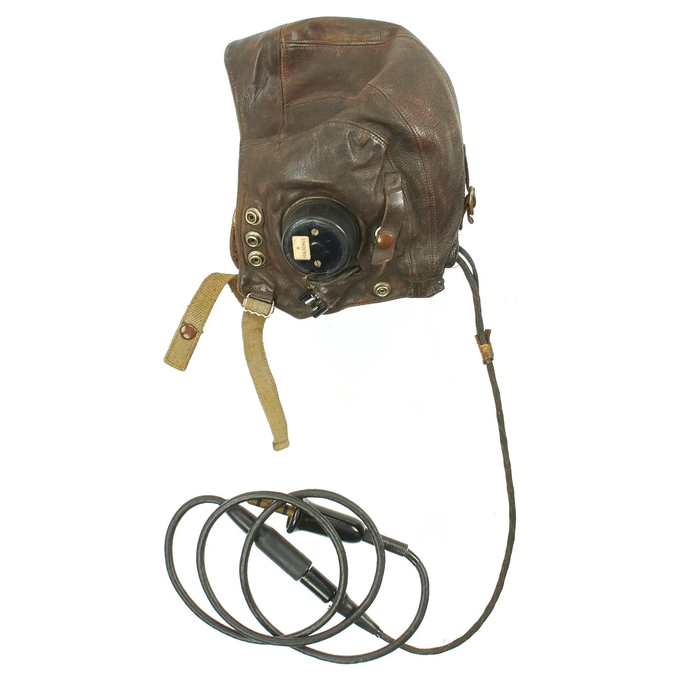 Original British WWII RAF Type C Leather Flying Helmet with Mk VIII Goggles and Oxygen Mask