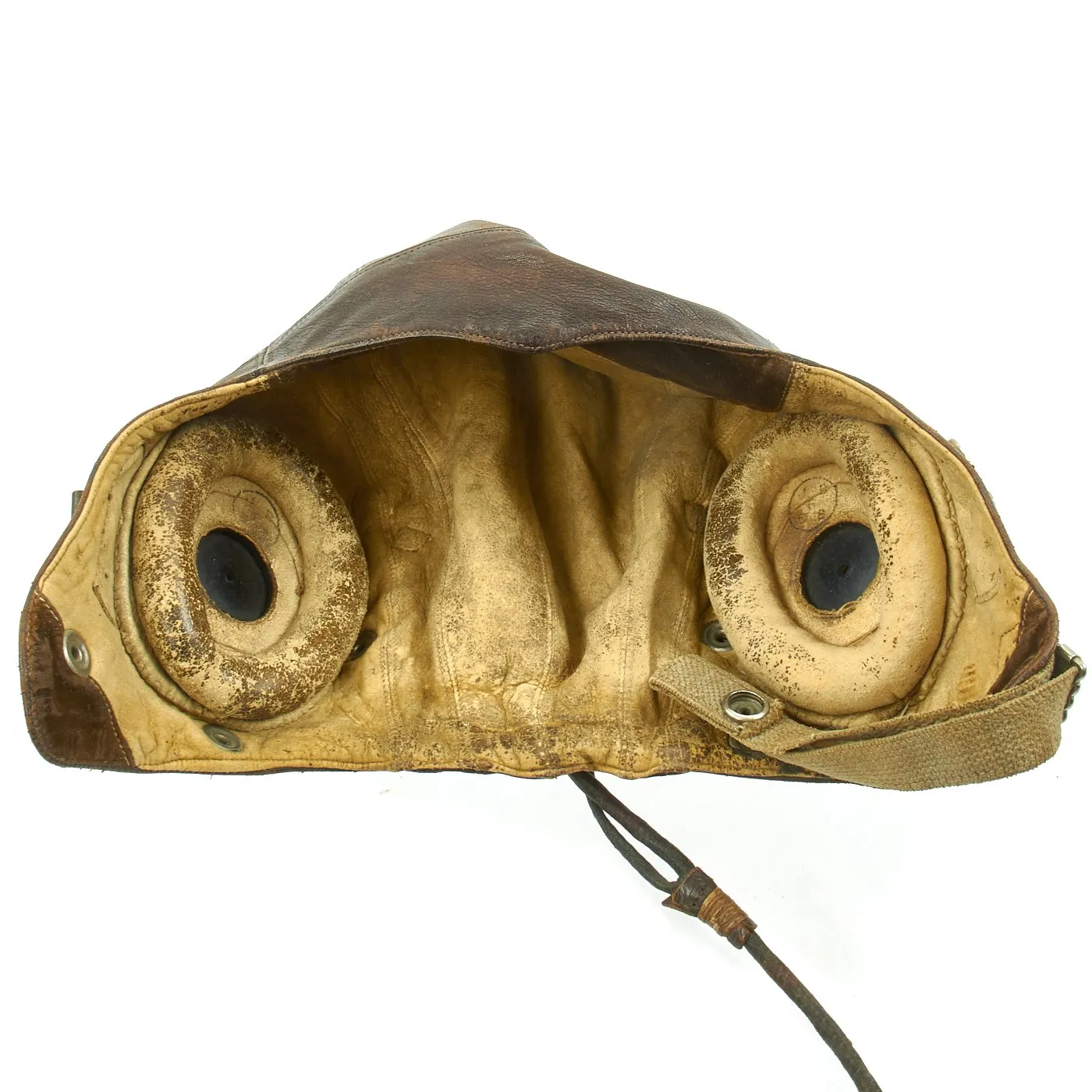 Original British WWII RAF Type C Leather Flying Helmet with Mk VIII Goggles and Oxygen Mask