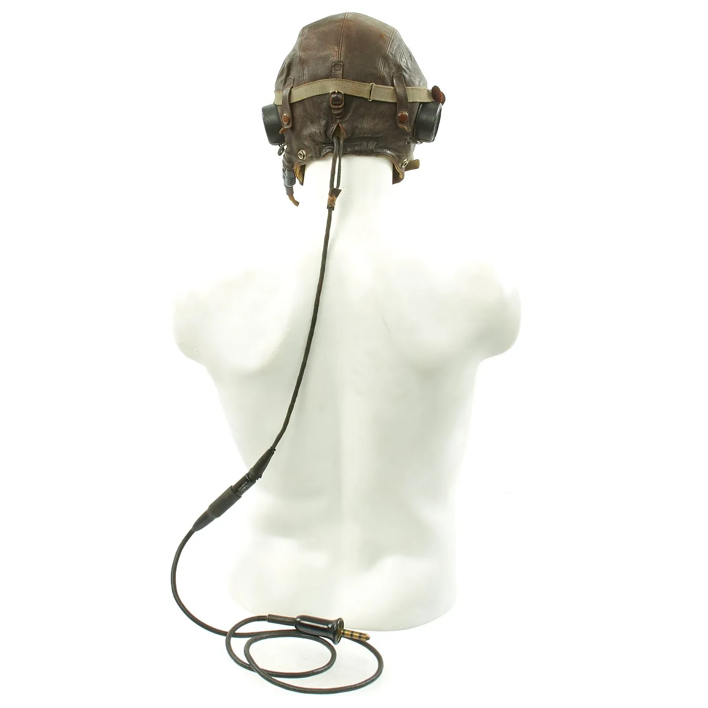 Original British WWII RAF Type C Leather Flying Helmet with Mk VIII Goggles and Oxygen Mask