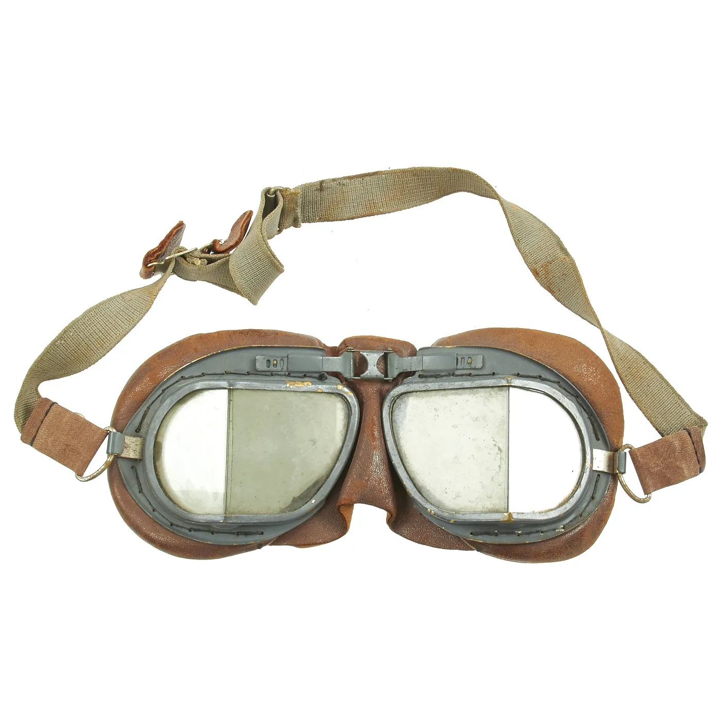 Original British WWII RAF Type C Leather Flying Helmet with Mk VIII Goggles and Oxygen Mask