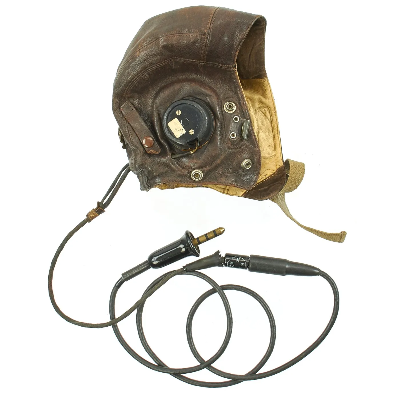 Original British WWII RAF Type C Leather Flying Helmet with Mk VIII Goggles and Oxygen Mask