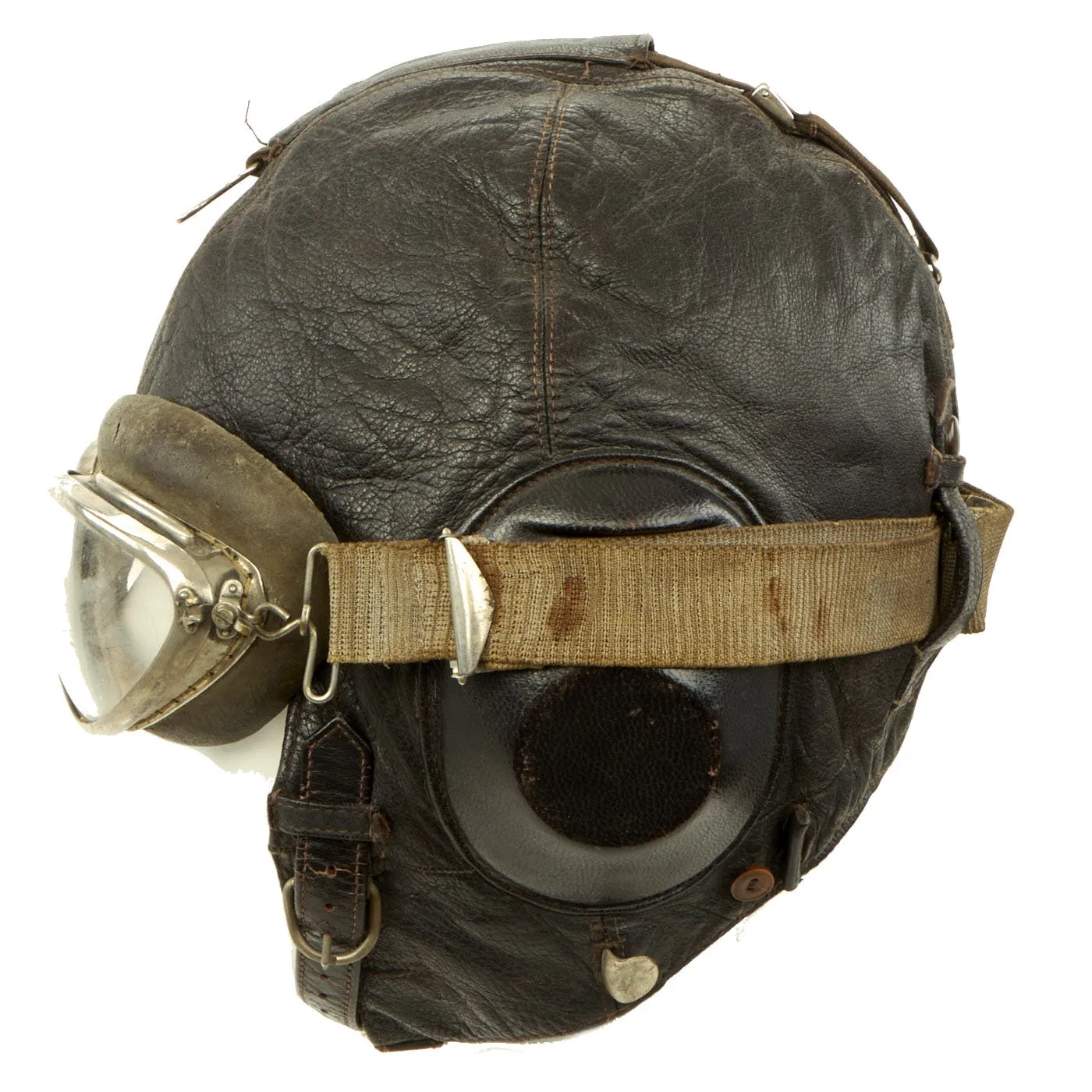 Original German WWII Luftwaffe 57cm LKpW101 Winter Flying Helmet with Headphones & Goggles