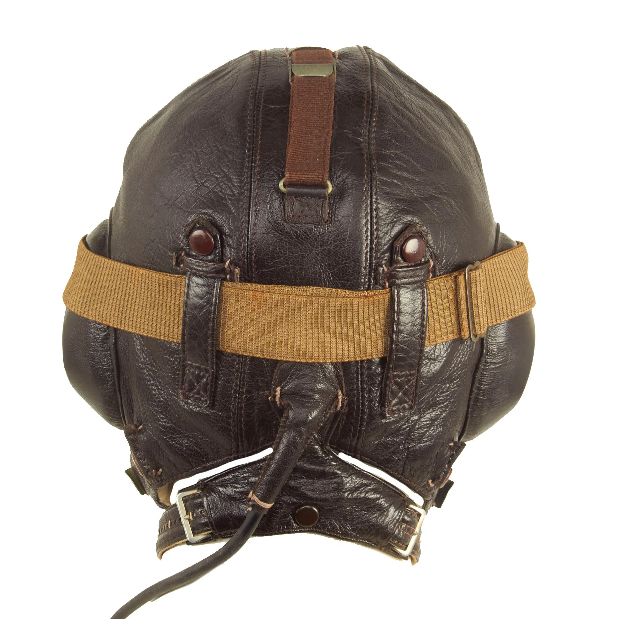 Original German WWII Luftwaffe LKpW101 Leather Winter Flying Helmet by DeTeWe with Avionics & Goggles - Size 57cm