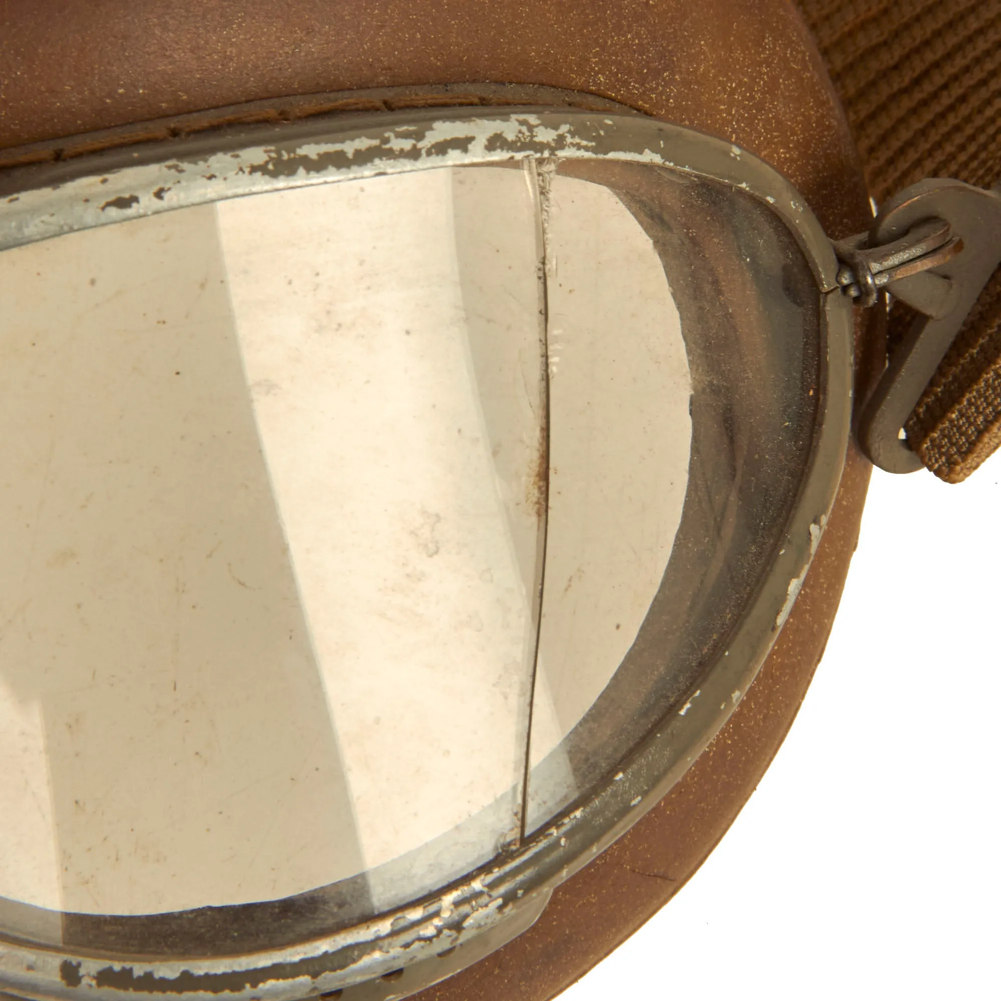 Original German WWII Luftwaffe LKpW101 Leather Winter Flying Helmet by DeTeWe with Avionics & Goggles - Size 57cm