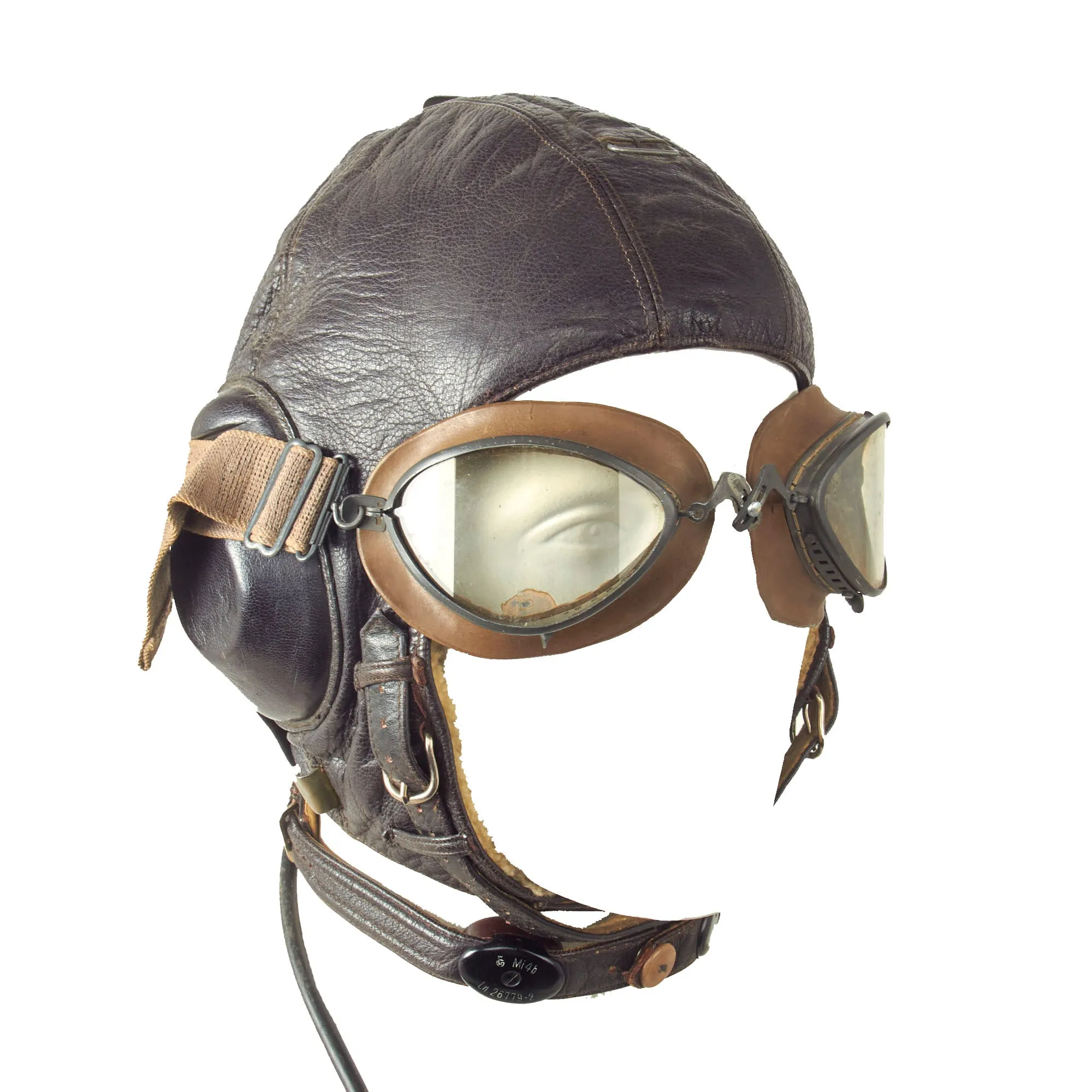 Original German WWII Luftwaffe LKpW101 Winter Flying Helmet by Siemens with Avionics & Goggles - Size 56