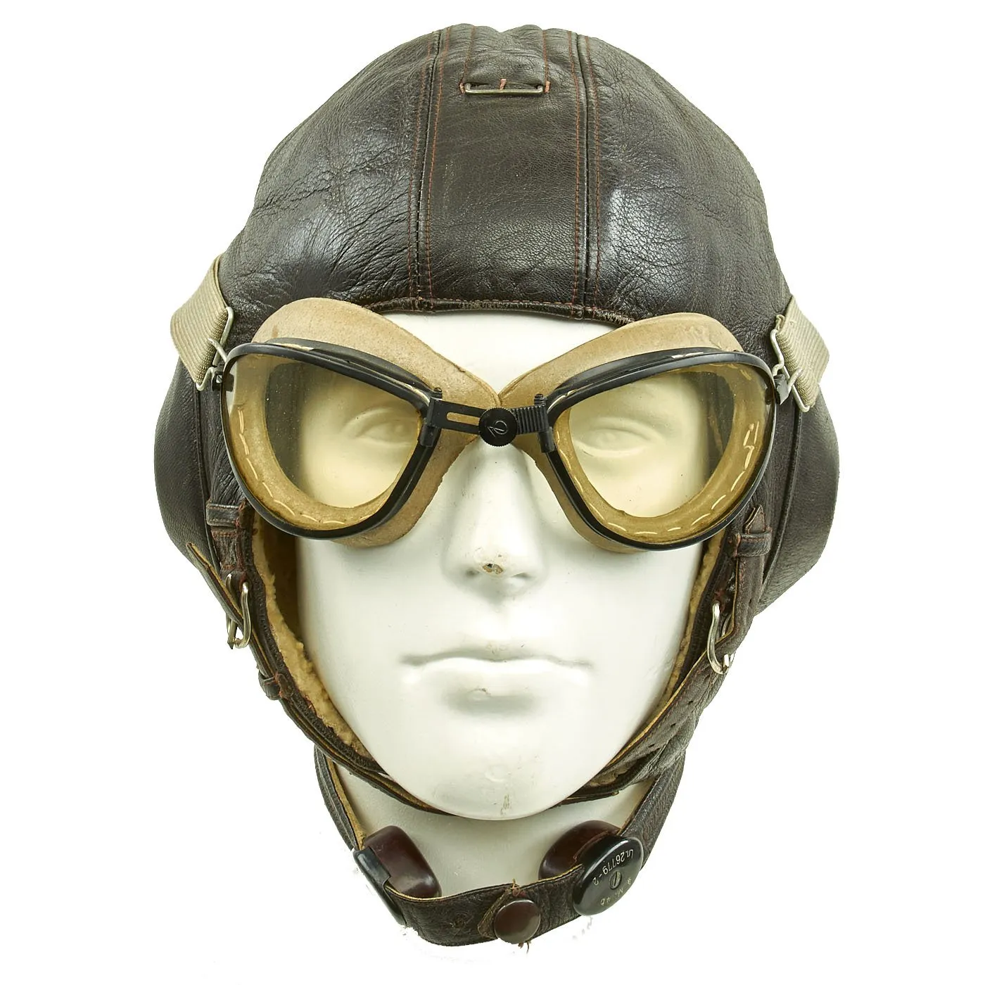 Original German WWII Luftwaffe LKpW101 Winter Flying Helmet with Goggles and AK 39 Wrist Compass