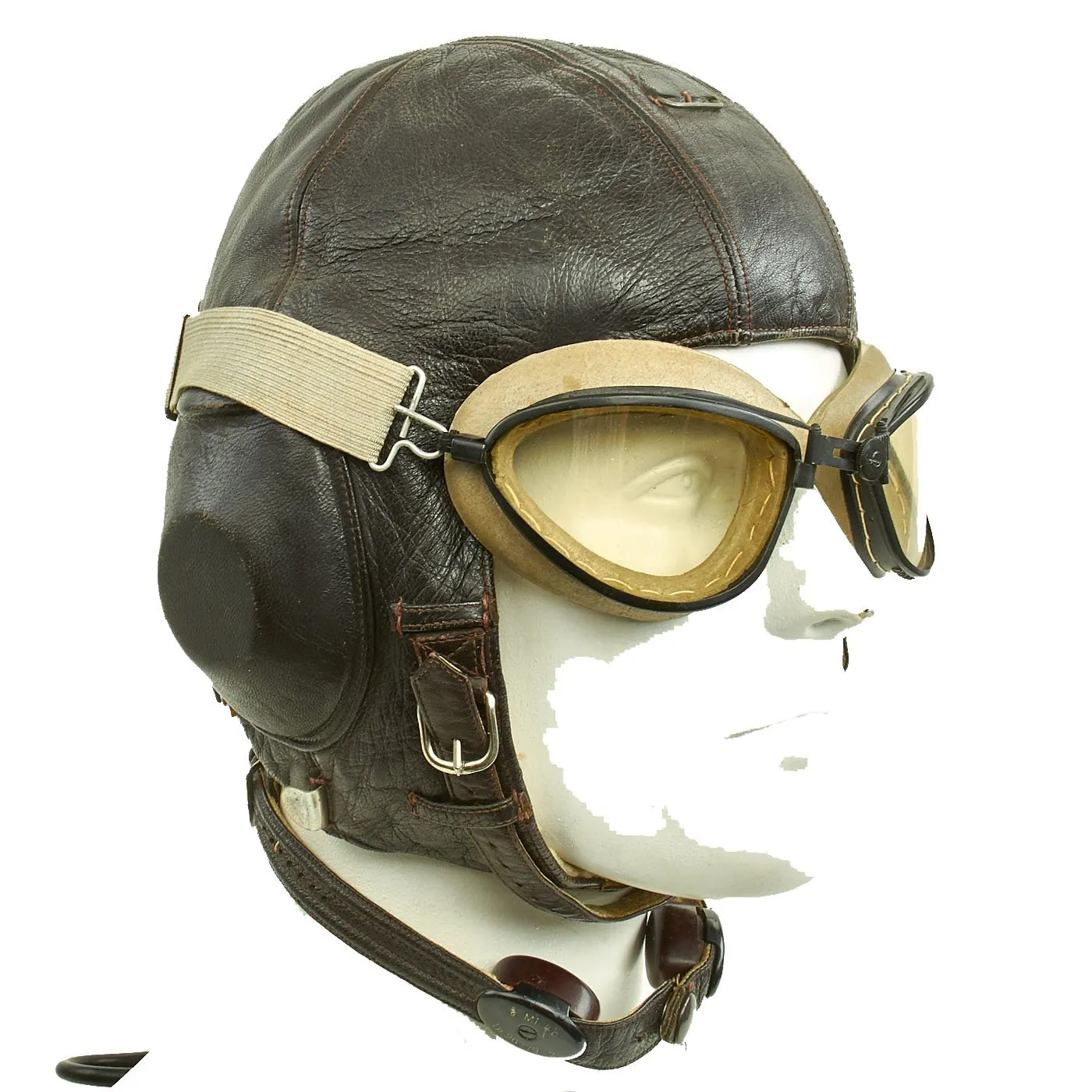 Original German WWII Luftwaffe LKpW101 Winter Flying Helmet with Goggles and AK 39 Wrist Compass