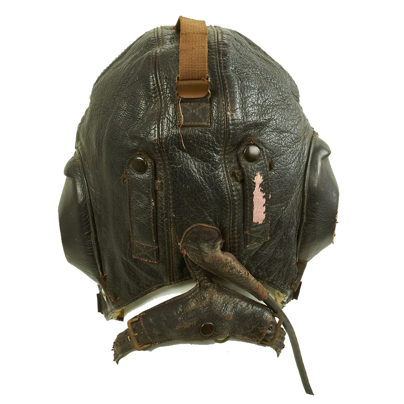 Original German WWII Luftwaffe LKpW101 Winter Flying Helmet with Headphones and Throat Mic - Size 59