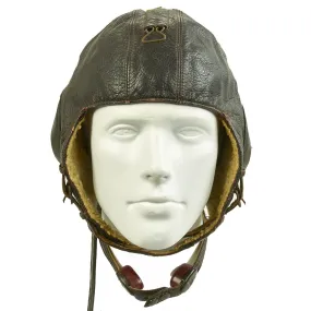 Original German WWII Luftwaffe LKpW101 Winter Flying Helmet with Headphones and Throat Mic - Size 59