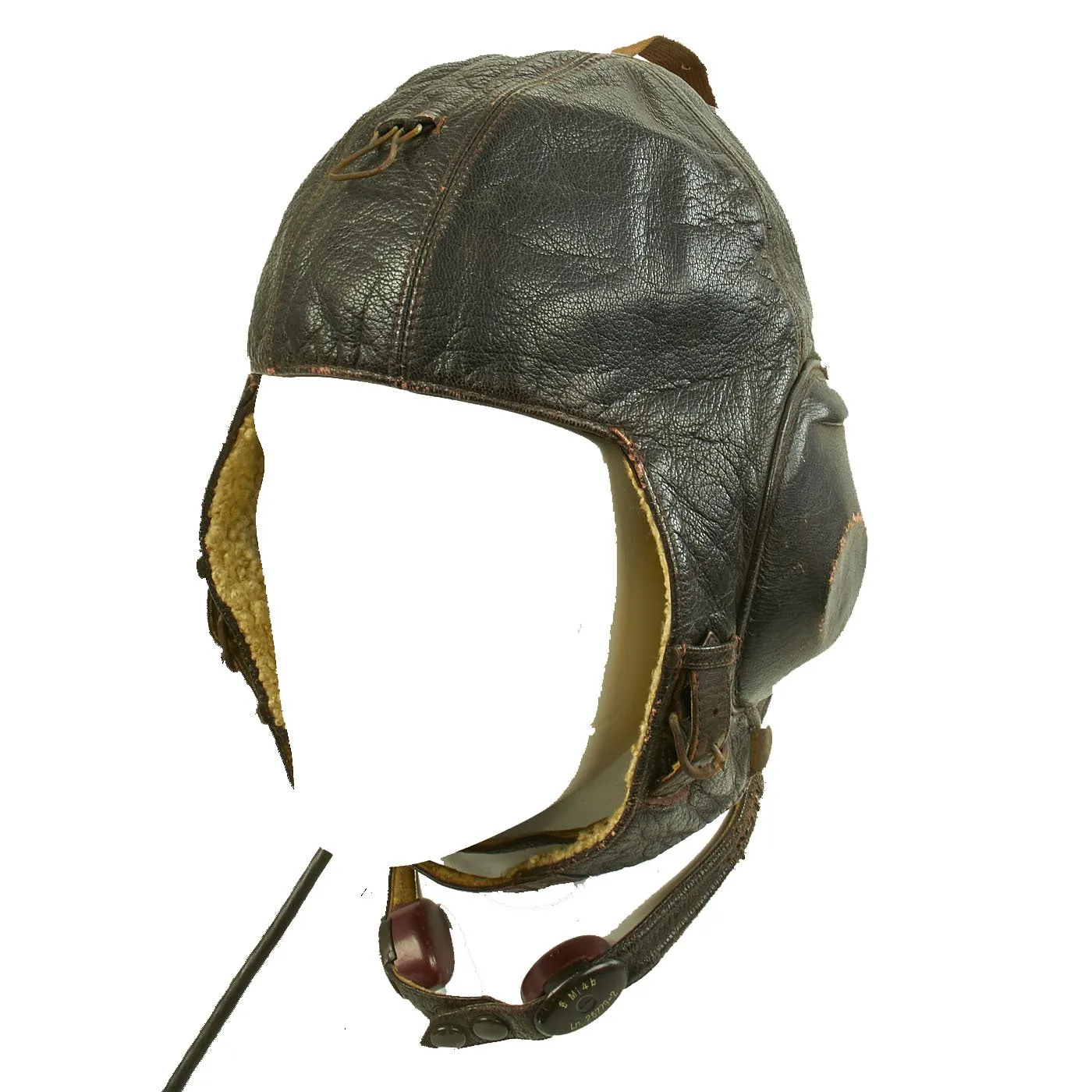 Original German WWII Luftwaffe LKpW101 Winter Flying Helmet with Headphones and Throat Mic - Size 59