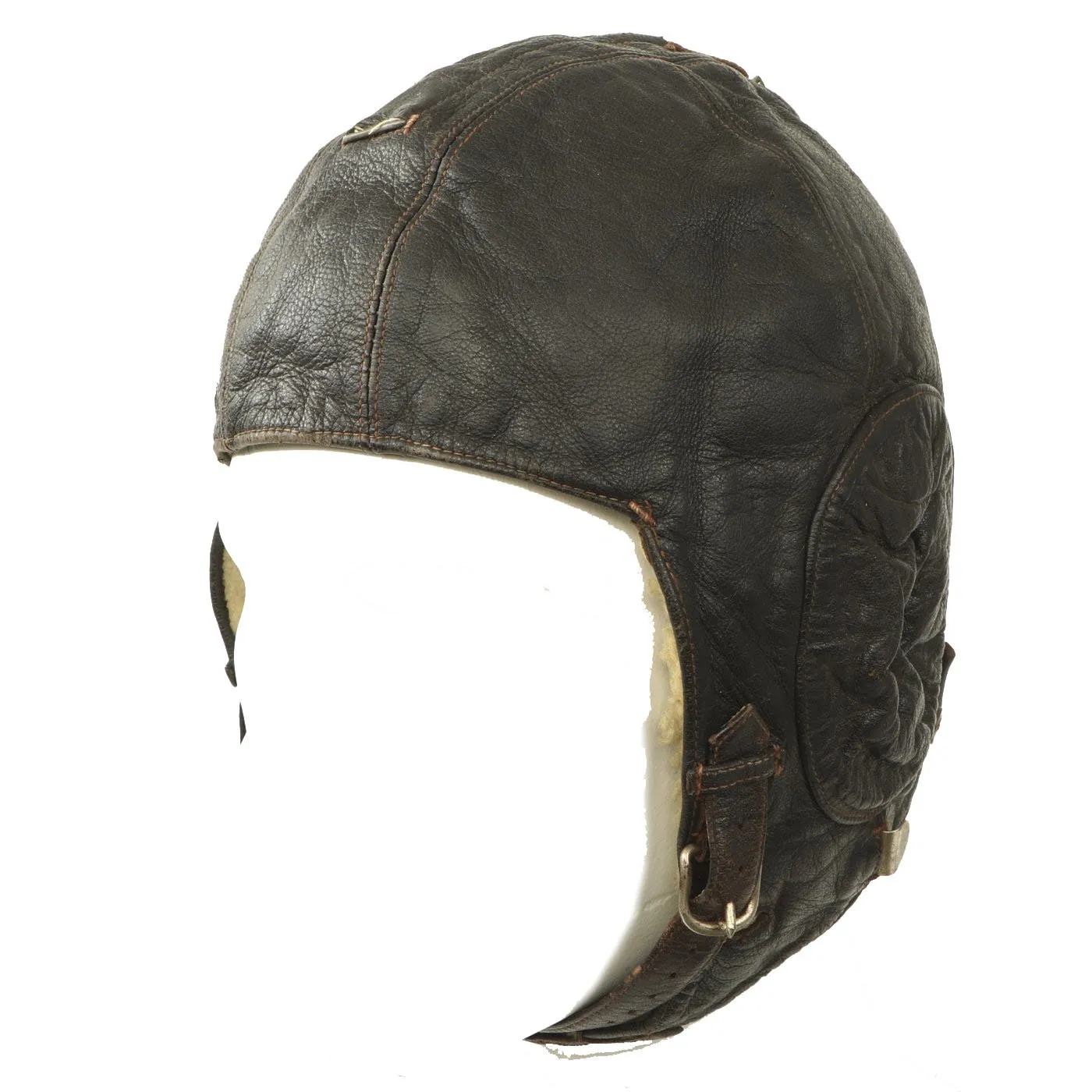 Original German WWII Luftwaffe LKpW101 Winter Leather Flying Helmet by DeTeWe - dated May 1941