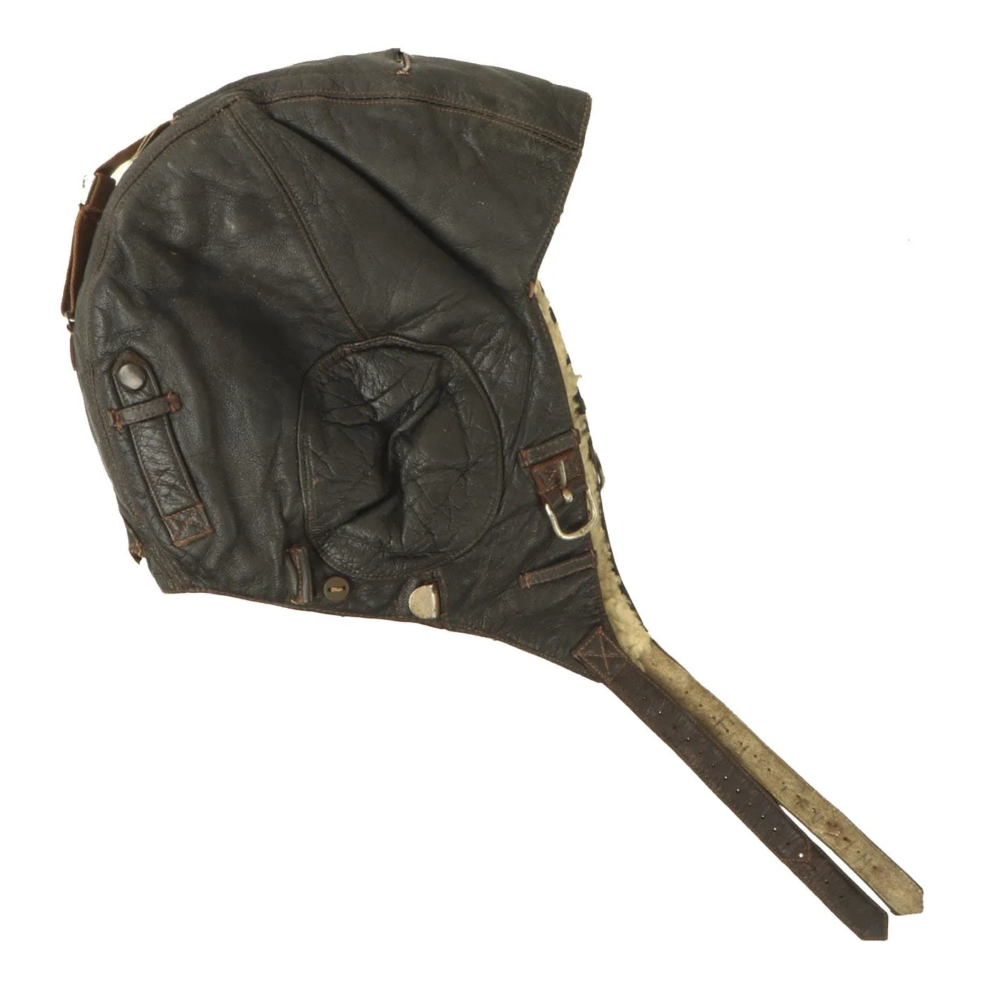 Original German WWII Luftwaffe LKpW101 Winter Leather Flying Helmet by DeTeWe - dated May 1941