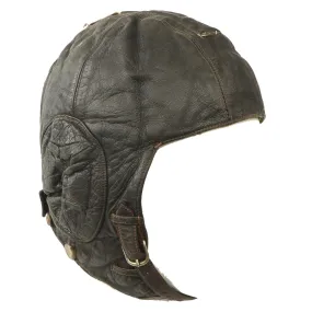 Original German WWII Luftwaffe LKpW101 Winter Leather Flying Helmet by DeTeWe - dated May 1941