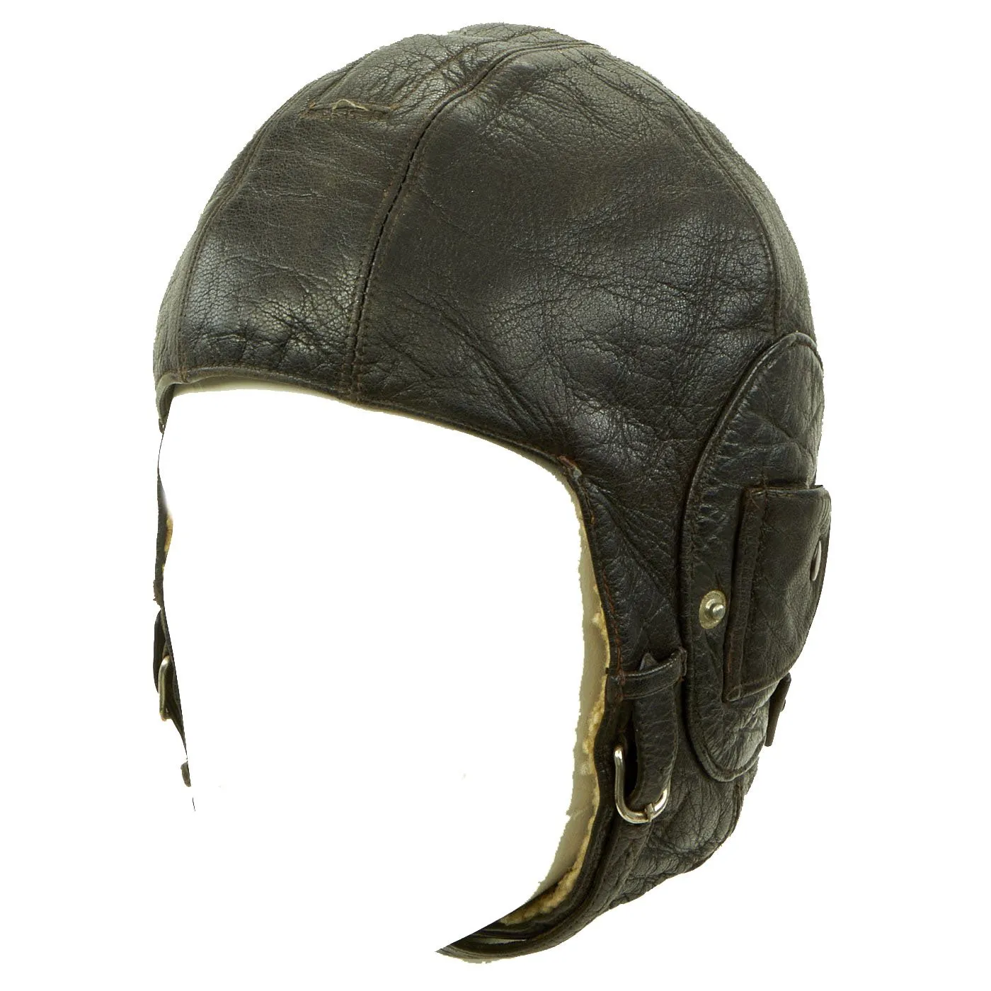 Original German WWII Luftwaffe LKpW101 Wool Lined Winter Leather Flying Helmet