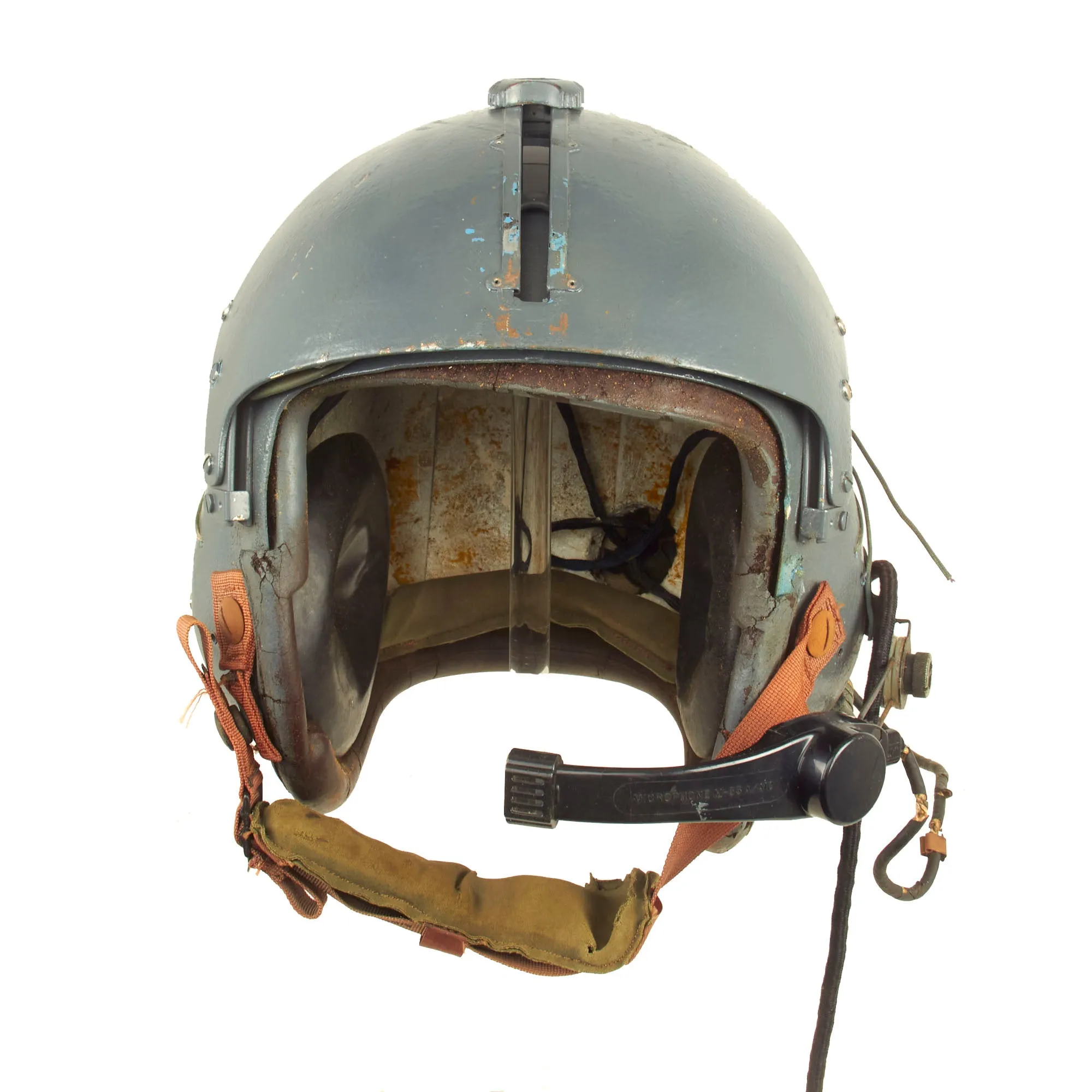 Original U.S. Vietnam War Era US Navy Blue Painted APH-5 Helicopter Pilot Flying Helmet by Gentex - Size Medium