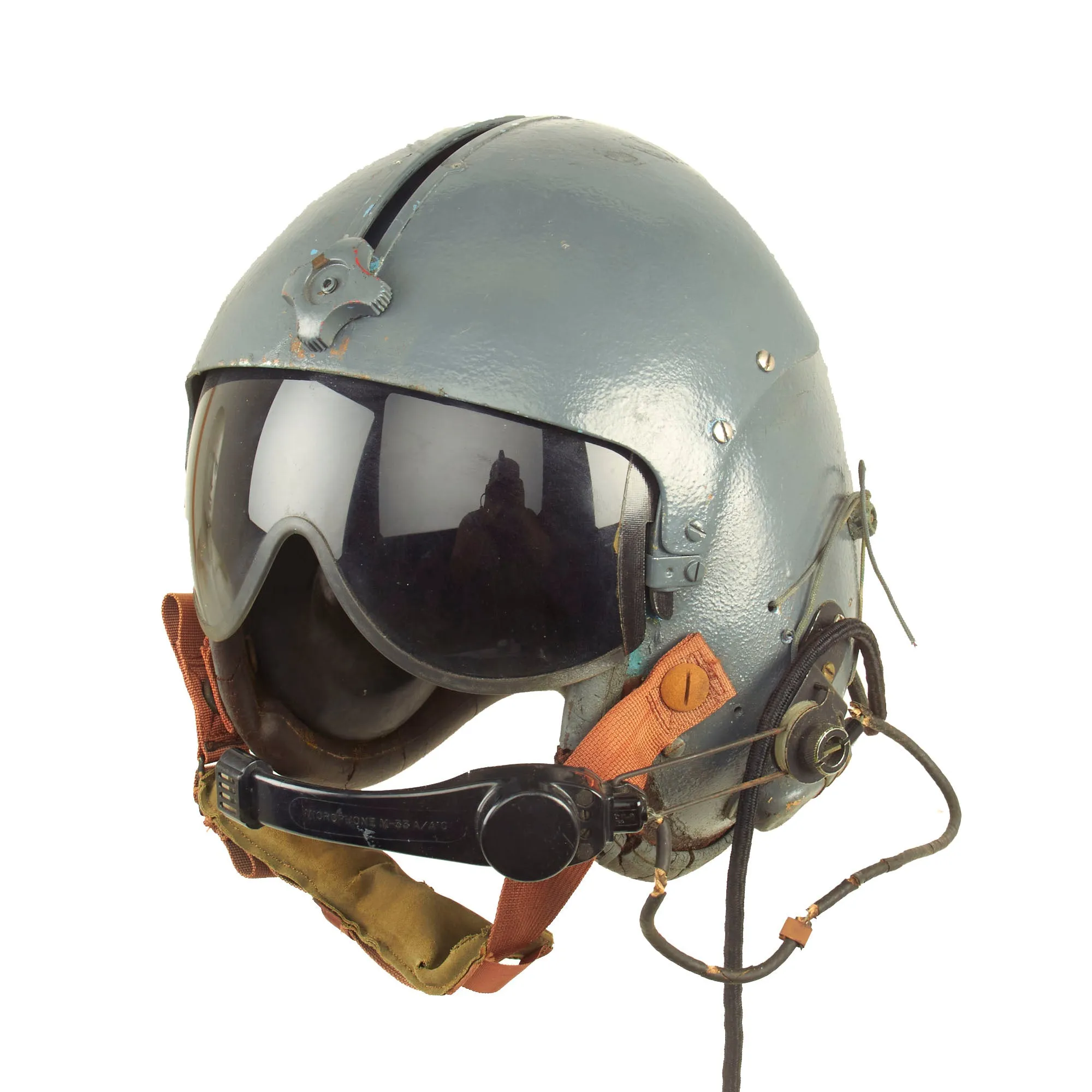 Original U.S. Vietnam War Era US Navy Blue Painted APH-5 Helicopter Pilot Flying Helmet by Gentex - Size Medium