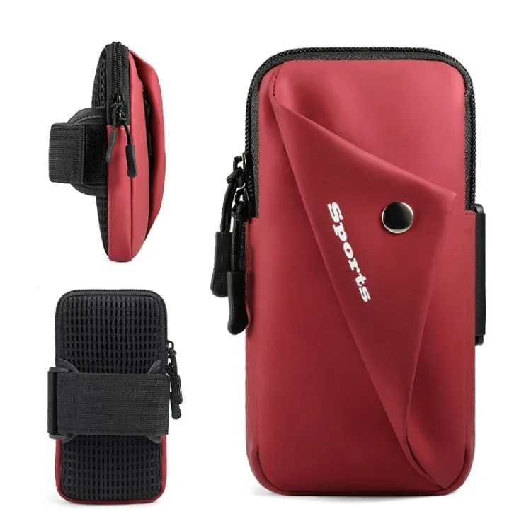 Outdoor Night Running Fitness Mobile Phone Arm Bag Sports Wrist Bag(Claret)