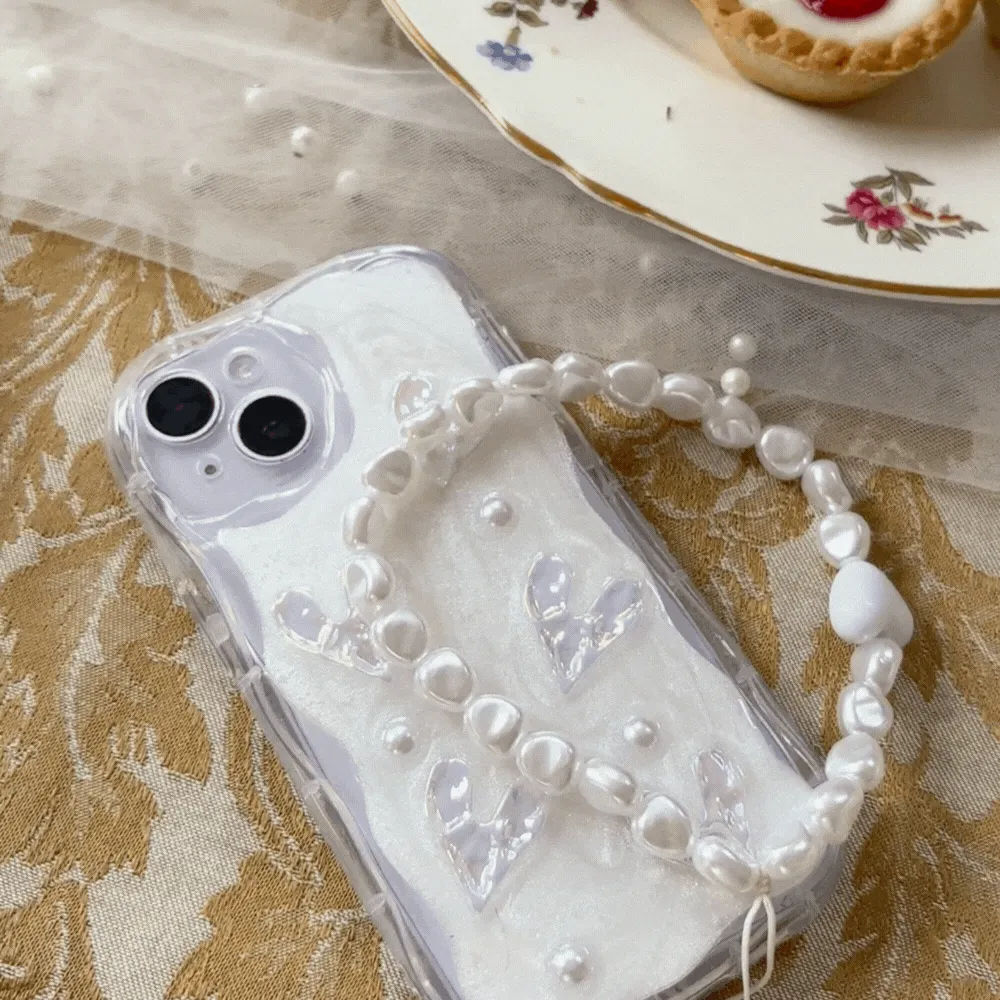 Pearly Hearts Phone Case - Clear