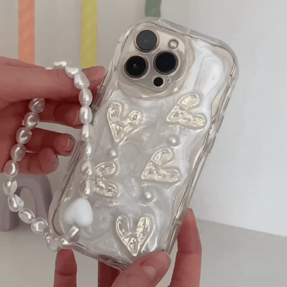 Pearly Hearts Phone Case - Clear