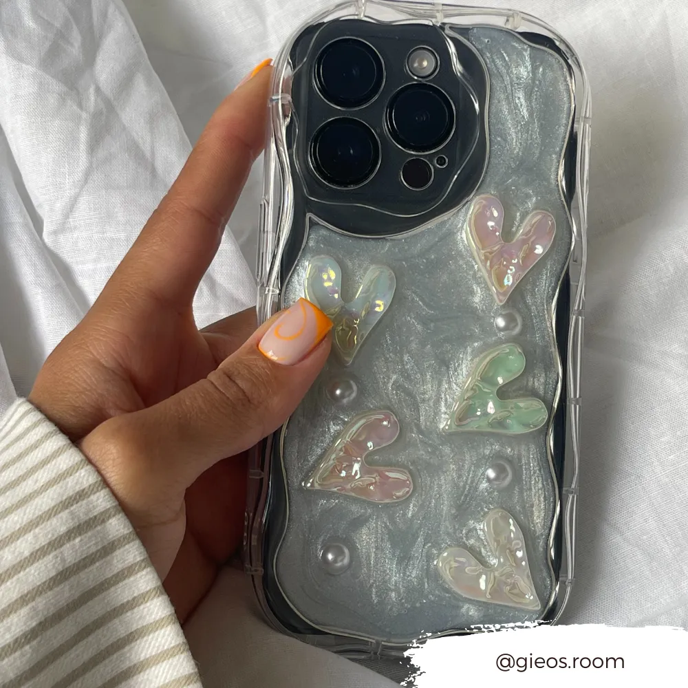 Pearly Hearts Phone Case - Clear