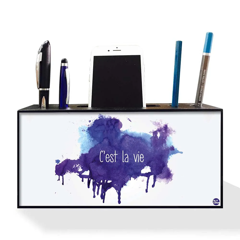 Pen Mobile Stand Holder Desk Organizer - Violet Colour