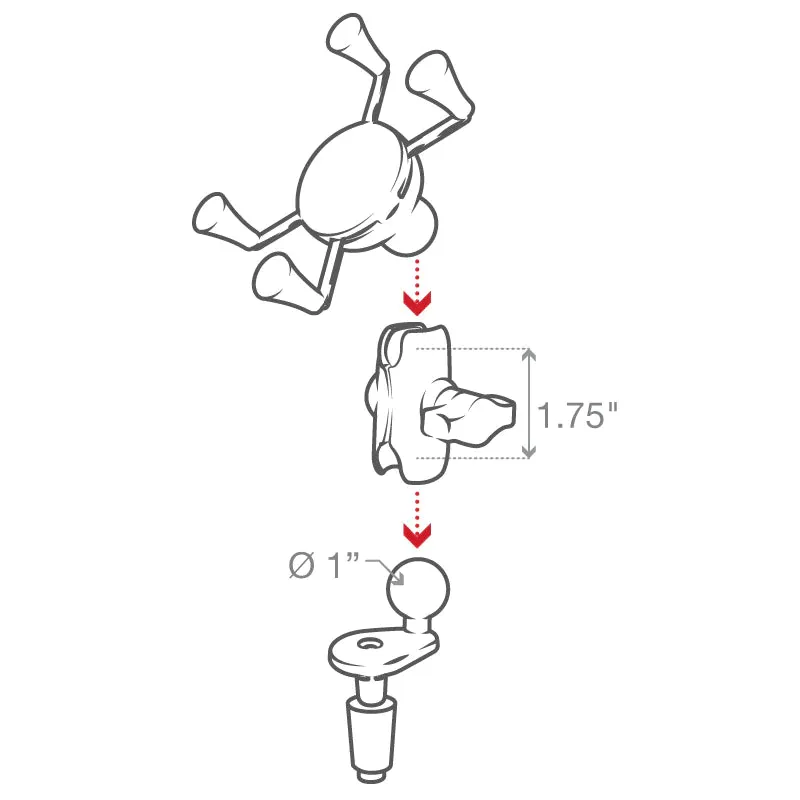 Ram X-Grip Phone Holder w/ Motorcycle Fork Stem Base | RAM-B-176-A-UN7