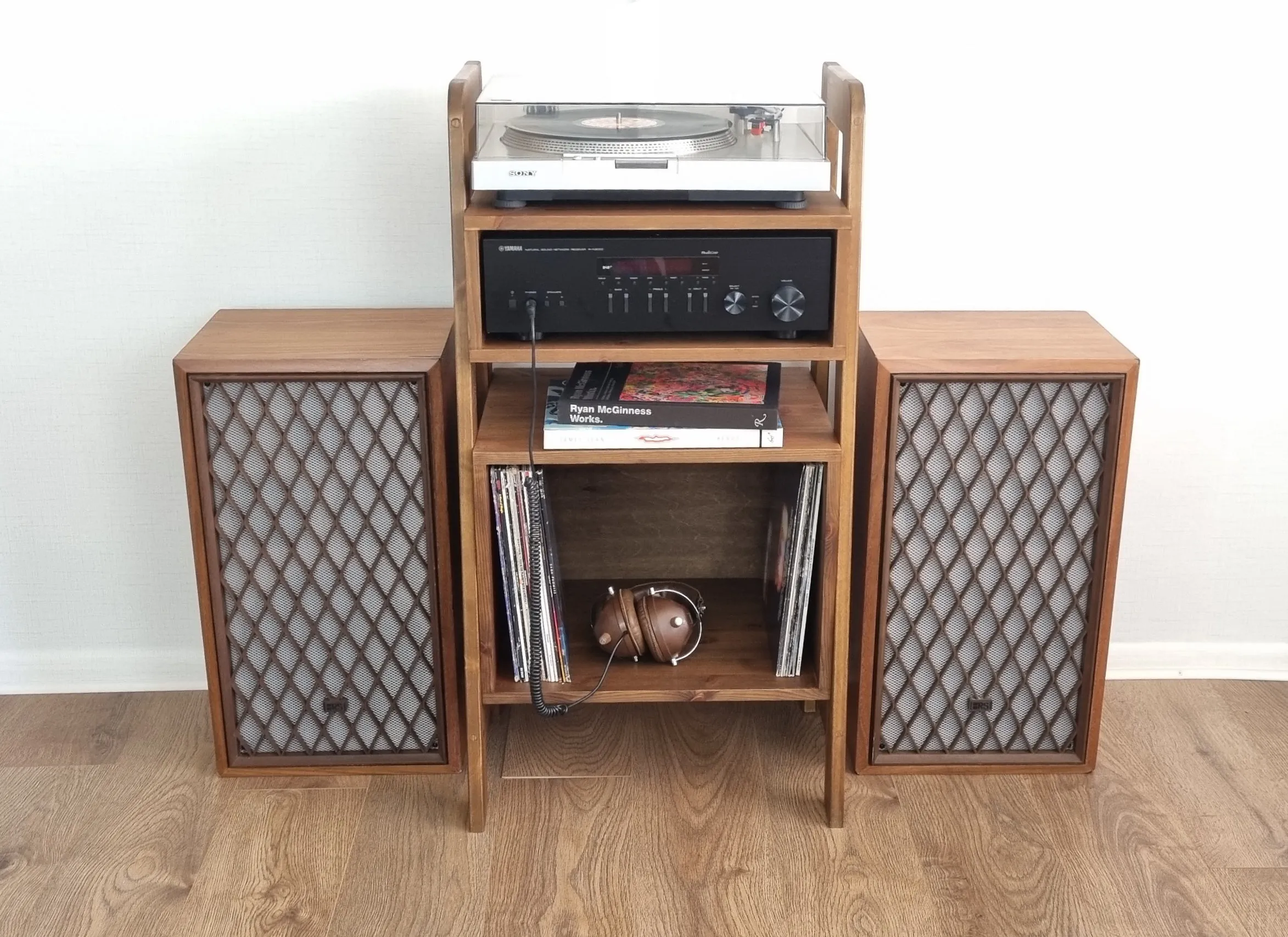 Record Player Stand, Vinyl LP Record Storage, Mid-Century Hifi Rack, Turntable Unit, Vinyl Storage Furniture - Many Colours Available!