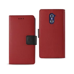 Reiko ZTE Grand X Max 2/Z988 3-IN-1 Wallet Case in Red With Interior Leather Polymer And Stand Function