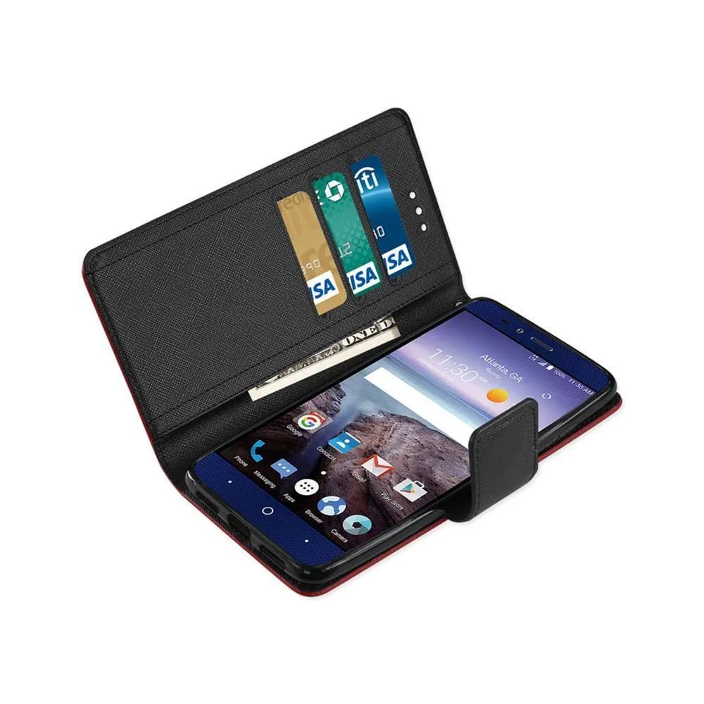 Reiko ZTE Grand X Max 2/Z988 3-IN-1 Wallet Case in Red With Interior Leather Polymer And Stand Function