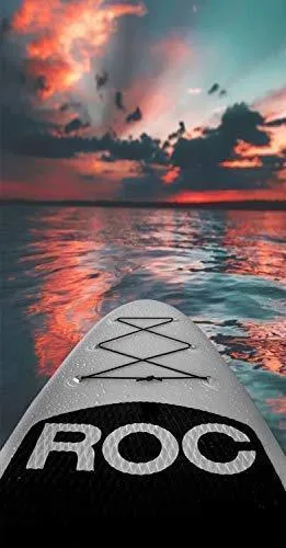 Roc Inflatable Stand Up Paddle Boards W Free Premium SUP Accessories & Backpack, Non-Slip Deck Bonus Waterproof Bag, Leash, Paddle and Hand Pump (Black)