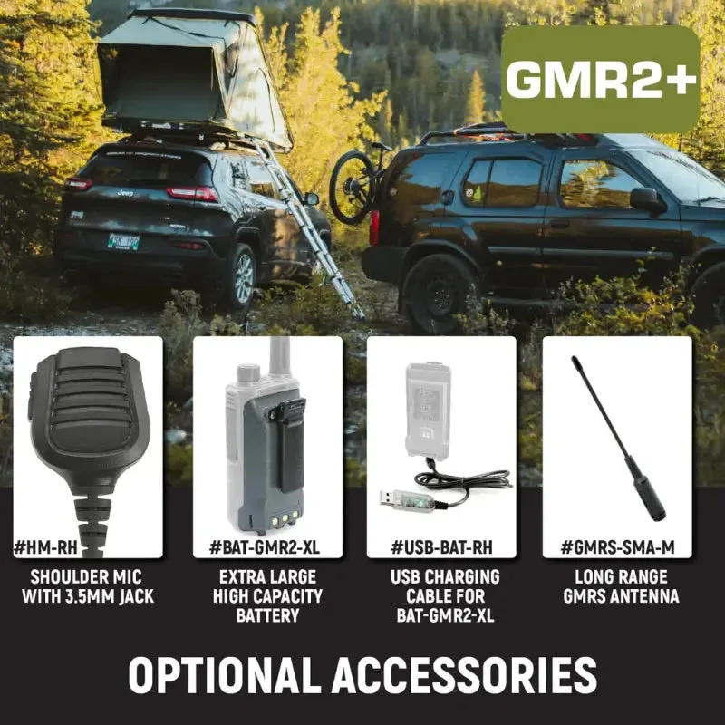 Rugged Radios GMR2 PLUS GMRS and FRS Two Way Handheld Radio - High Visibility Safety Yellow