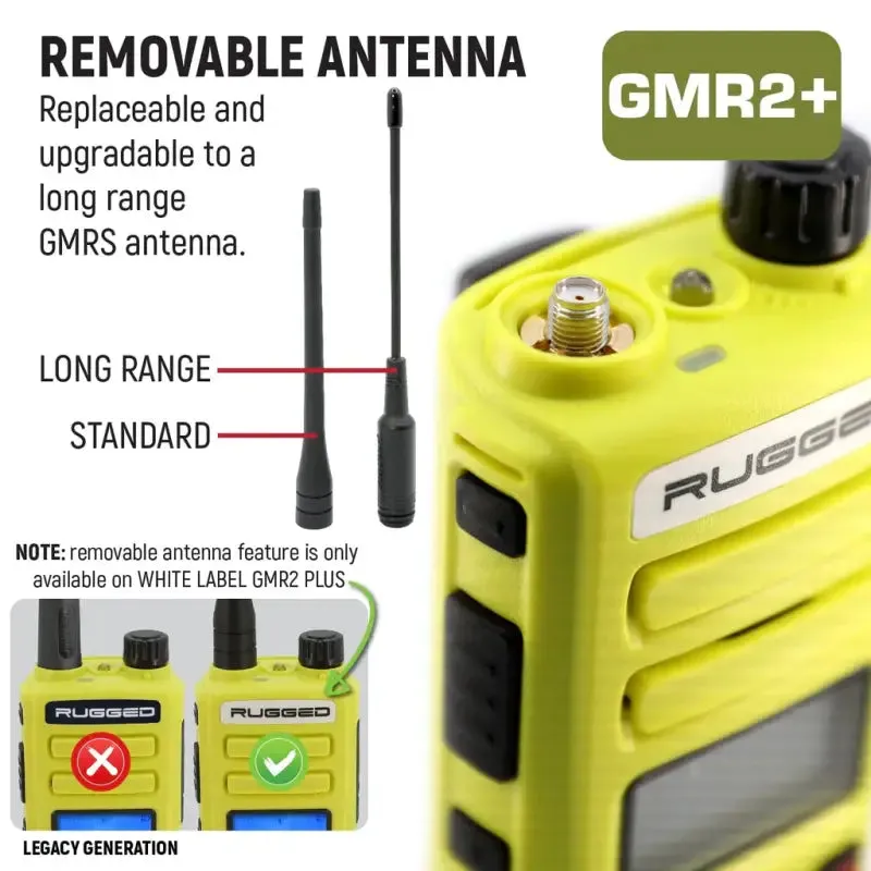 Rugged Radios GMR2 PLUS GMRS and FRS Two Way Handheld Radio - High Visibility Safety Yellow