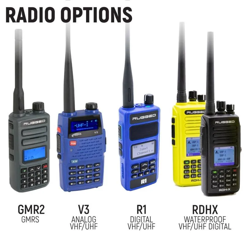 Rugged Radios SUPER SPORT Kit - Radio, Helmet Kit, Harness, and Handlebar Push-To-Talk - GMR2 - GMRS Radio