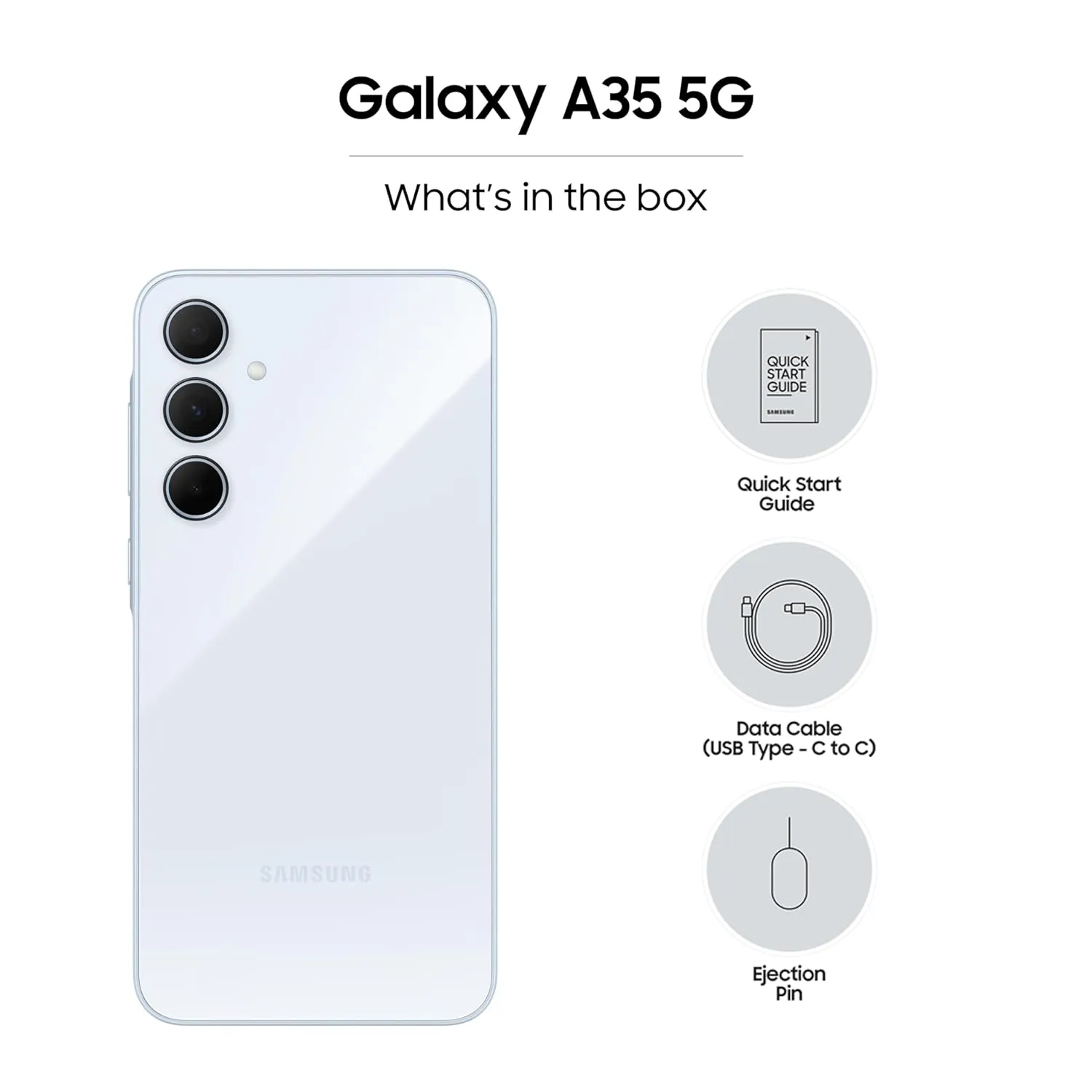 Samsung Galaxy A35 5G (Awesome Iceblue, 8GB RAM, 128GB Storage) | Premium Glass Back | 50 MP Main Camera (OIS) | Nightography | IP67 | Corning Gorilla Glass Victus  | sAMOLED with Vision Booster