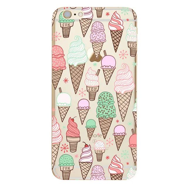 Silicon Case Cover for iPhone X 8 7 7S 4 4S 5S 5C SE 6 6S Plus Phone cases Soft TPU Fundas Fruit Transparent