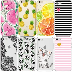 Silicon Case Cover for iPhone X 8 7 7S 4 4S 5S 5C SE 6 6S Plus Phone cases Soft TPU Fundas Fruit Transparent