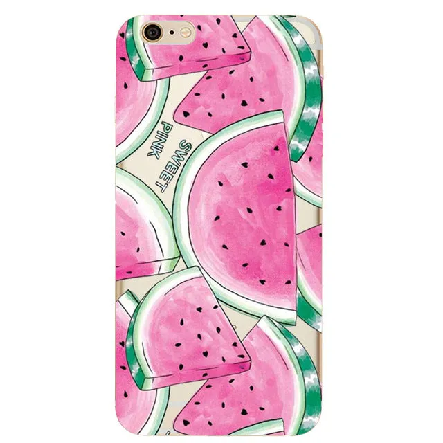 Silicon Case Cover for iPhone X 8 7 7S 4 4S 5S 5C SE 6 6S Plus Phone cases Soft TPU Fundas Fruit Transparent