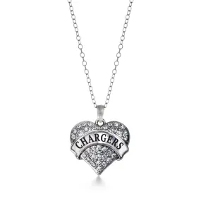 Silver Chargers Pave Heart Charm Classic Necklace