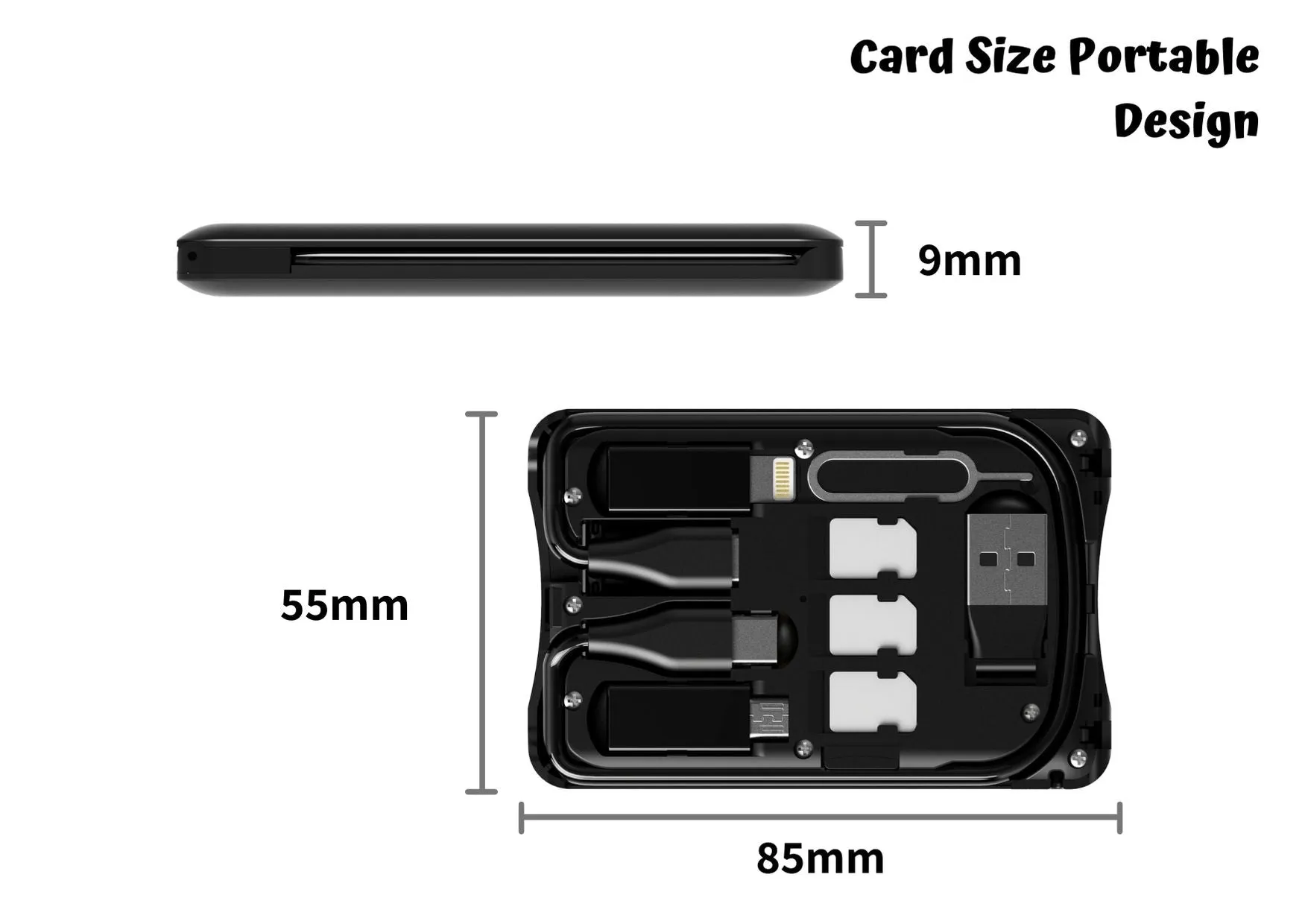 SIM Card Connection Kit - Wireless Charging Pad and Cables for Smartphone with Nano-SIM Card Storage Slots and SIM Card Ejector