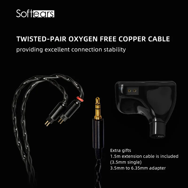 Softears Studio4 in-Ear Headphones 4 Balanced Armature Professional Grade Monitor HiFi  Earphone