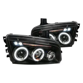 Spec-D 06-10 Dodge Charger Halo Projector Headlights Black