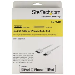 StarTech (3M/9.8-Ft) 30-Pin to USB MFi Cable for Older Generation iPods & iPads