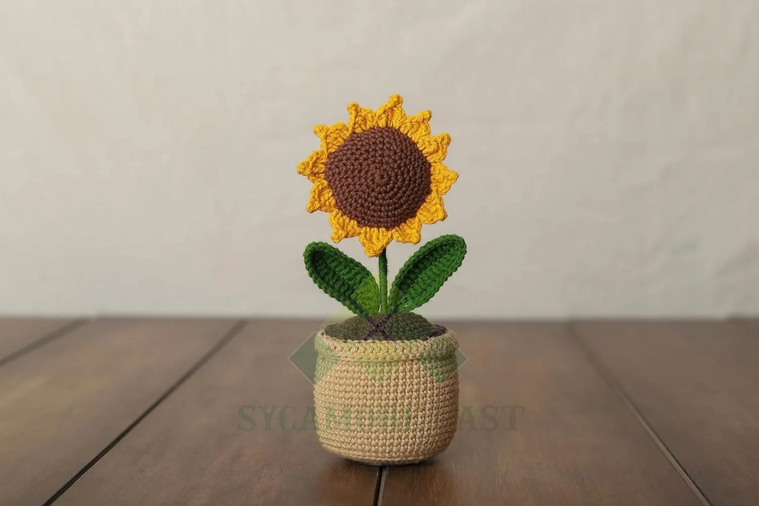 SYCAMORE EAST Handmade Crochet Flowers Completed Hand Woven Sunflowers Daisy Knitted Potted Plants Knitted Flower for Car Dash Decoration, Table Decoration, Home Decoration Pack-1