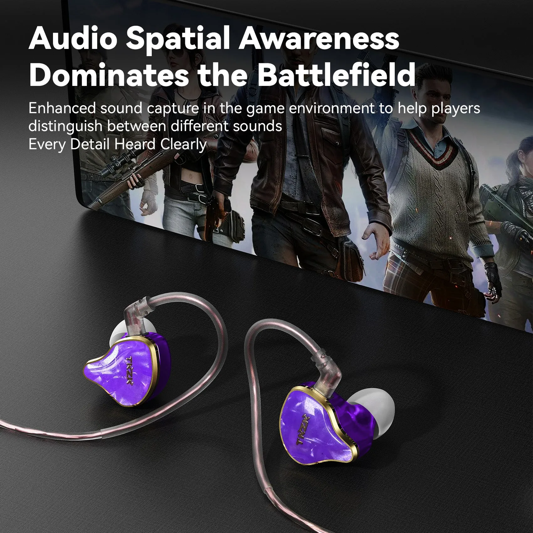 【TKZK TK02】 In-ear Monitors HIFI Earphones IEM Headphones Dual Magnetic Circuit DD Wired Gaming Earbuds