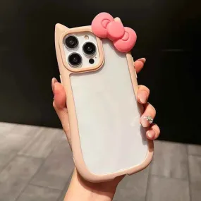 TSP197 Cute Phone Cases For iPhone 15, 14, 13, 12, and 11 Pro Max Plus - 3D Bowknot and Cat Ears Pattern