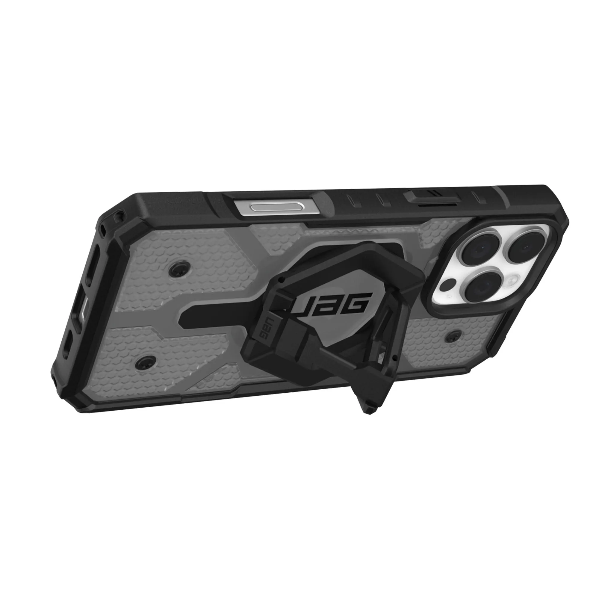 UAG Pathfinder Clear MagSafe Bundle - Ash Case   Black Ring Stand for iPhone 16 Pro Max