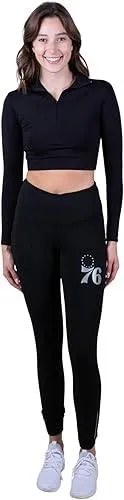 Ultra Game NBA Official Women's Super Soft Lightweight Leggings Fitness Sport Yoga Active Pants, Philadelphia 76ers, Black|Philadelphia 76ers