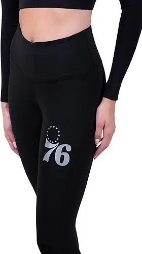 Ultra Game NBA Official Women's Super Soft Lightweight Leggings Fitness Sport Yoga Active Pants, Philadelphia 76ers, Black|Philadelphia 76ers